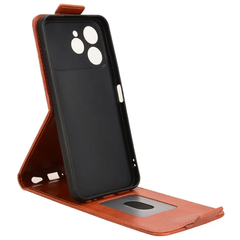 For TECNO Spark 40 4G Stand Case Magnetic Clasp Vertical Flip Leather Phone Cover with Card Holder - Orange