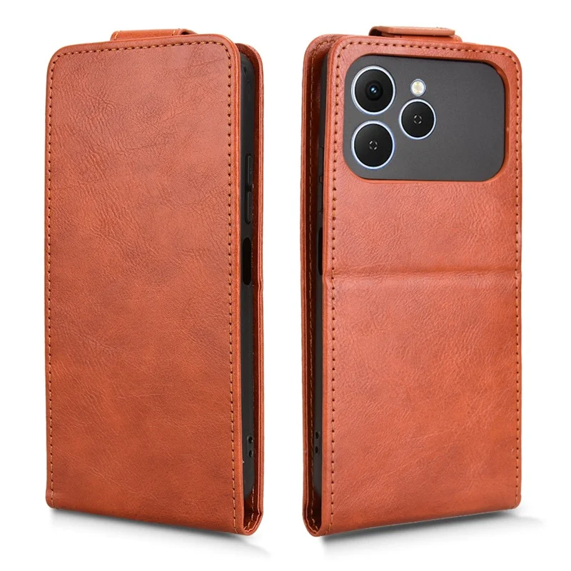 For TECNO Spark 40 4G Stand Case Magnetic Clasp Vertical Flip Leather Phone Cover with Card Holder - Orange