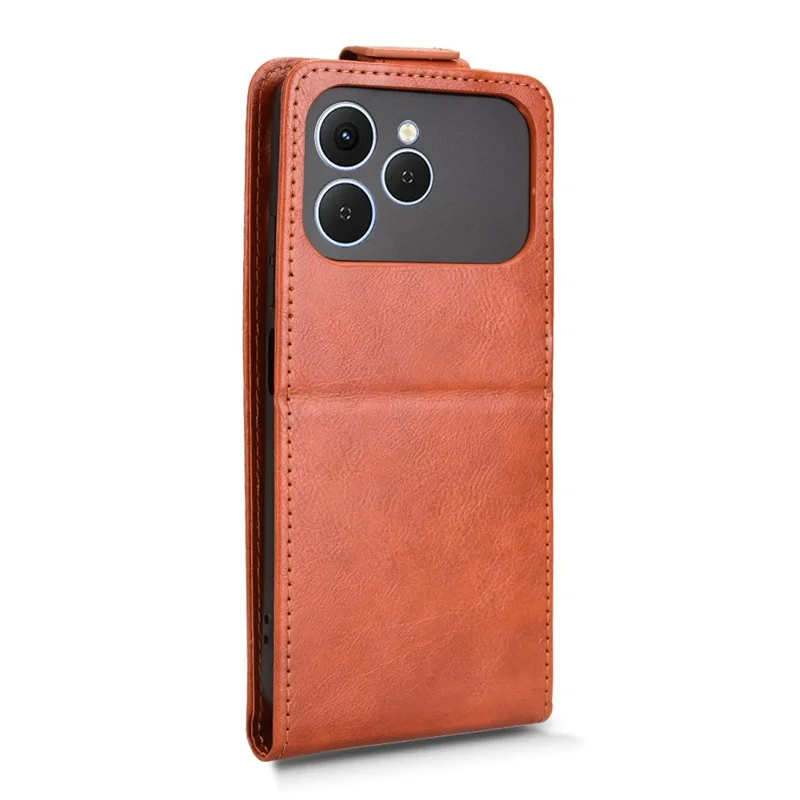 For TECNO Spark 40 4G Stand Case Magnetic Clasp Vertical Flip Leather Phone Cover with Card Holder - Orange