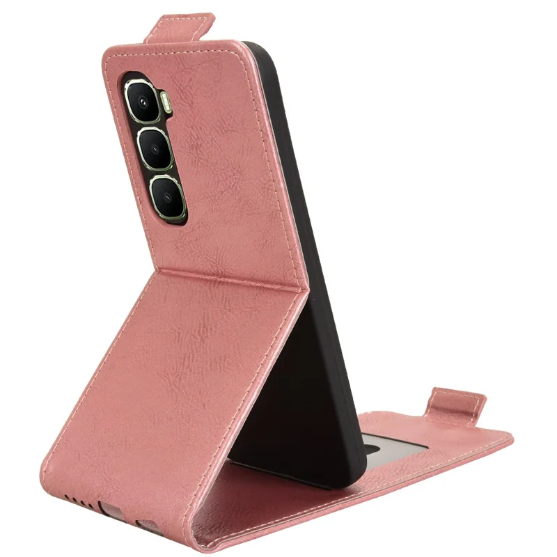 For Infinix Hot 60i 4G  /  Hot 60 5G Stand Case Magnetic Clasp Vertical Flip Leather Phone Cover with Card Holder - Rose Gold