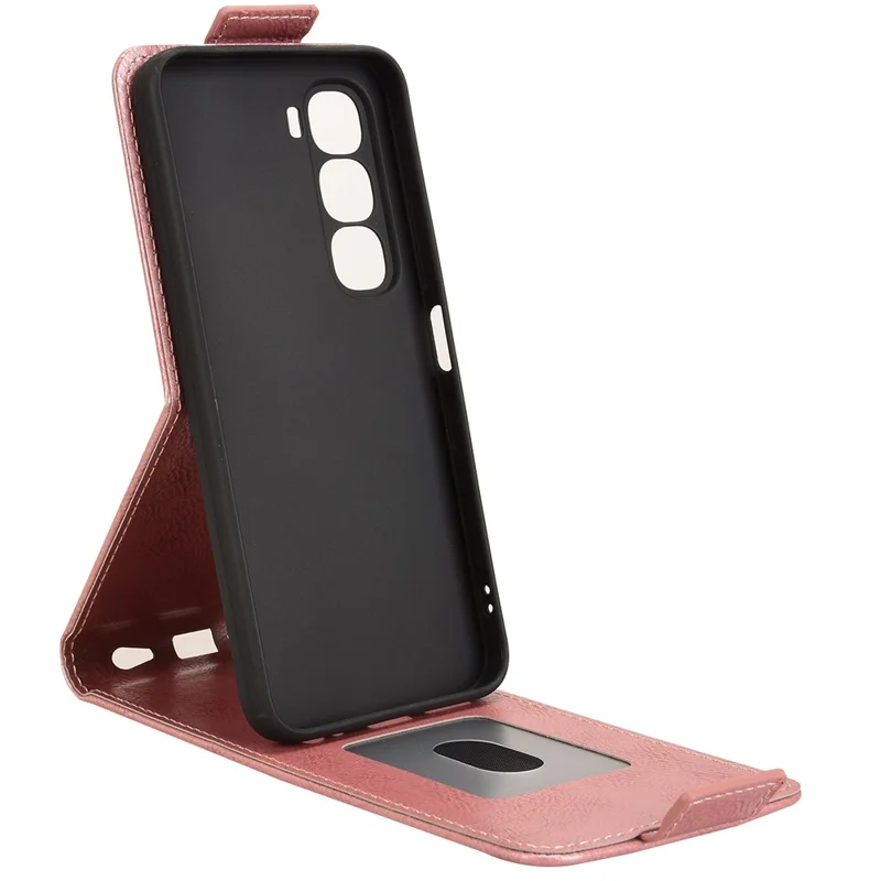 For Infinix Hot 60i 4G  /  Hot 60 5G Stand Case Magnetic Clasp Vertical Flip Leather Phone Cover with Card Holder - Rose Gold