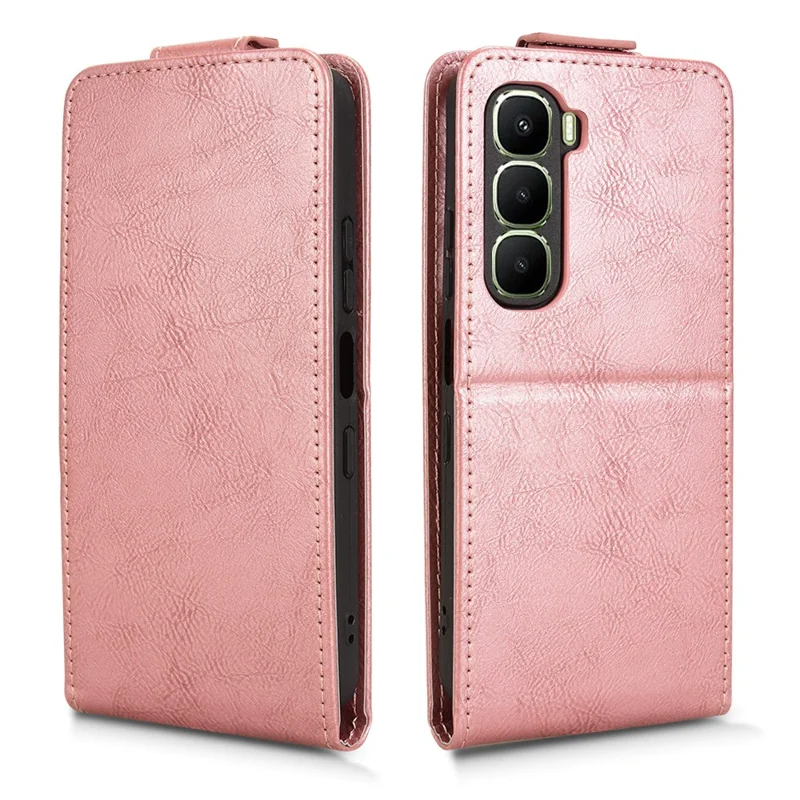 For Infinix Hot 60i 4G  /  Hot 60 5G Stand Case Magnetic Clasp Vertical Flip Leather Phone Cover with Card Holder - Rose Gold