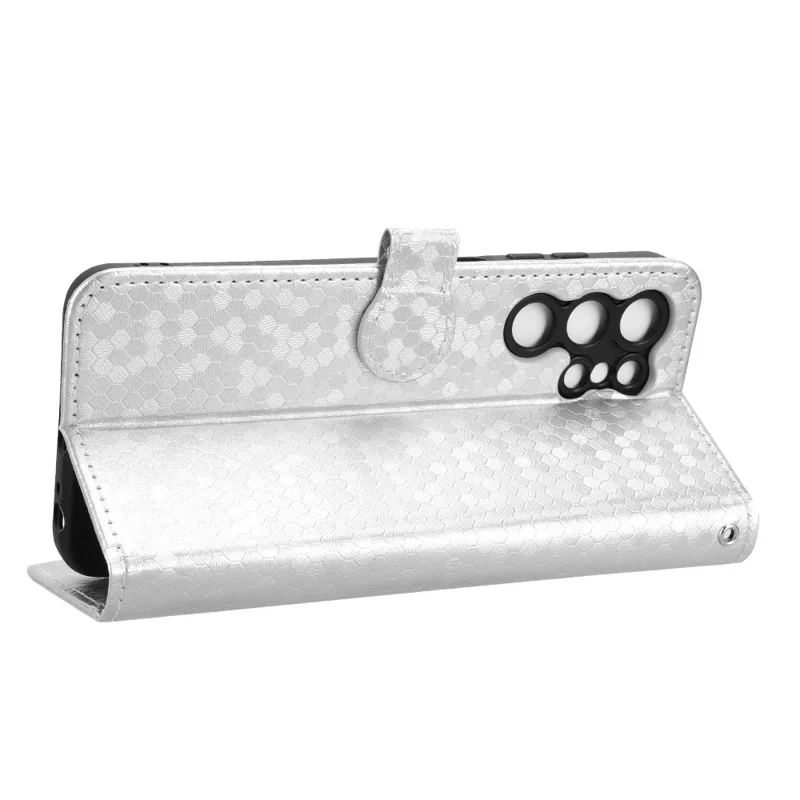 For Oukitel C1 Pro  /  C1 Wallet Case Dot Pattern Imprint PU Leather Phone Cover with Wrist Strap - Silver