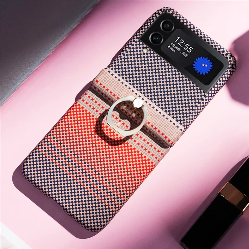 Cover per Samsung Galaxy Z Flip4 5G / Flip3 5G con Supporto ad Anello e Cavalletto - Rosa