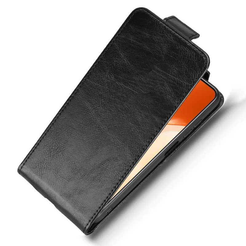 Für Oukitel C61 Pro / C61 Standcase mit magnetischem Verschluss, vertikaler Klapphülle aus Leder mit Kartenfach - Schwarz