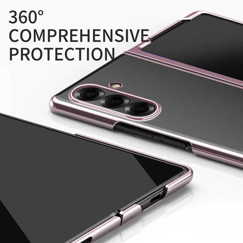 Étui pour Samsung Galaxy Z Fold7 5G - Coque rigide transparente avec placage électrolytique - Or Rose