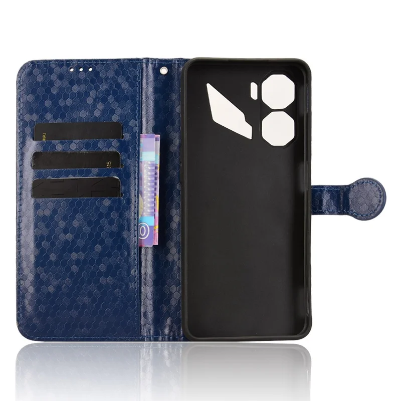 For ZTE nubia Neo 3 5G Wallet Case Dot Pattern Imprint PU Leather Phone Cover with Wrist Strap - Dark Blue