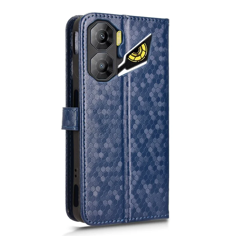 For ZTE nubia Neo 3 5G Wallet Case Dot Pattern Imprint PU Leather Phone Cover with Wrist Strap - Dark Blue
