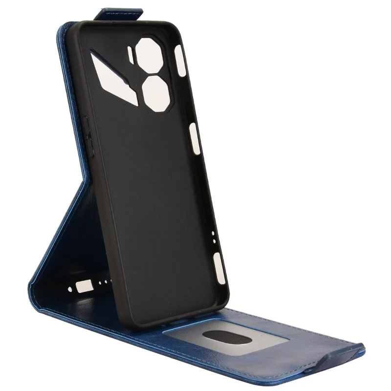 For ZTE nubia Neo 3 5G Stand Case Magnetic Clasp Vertical Flip Leather Phone Cover with Card Holder - Dark Blue