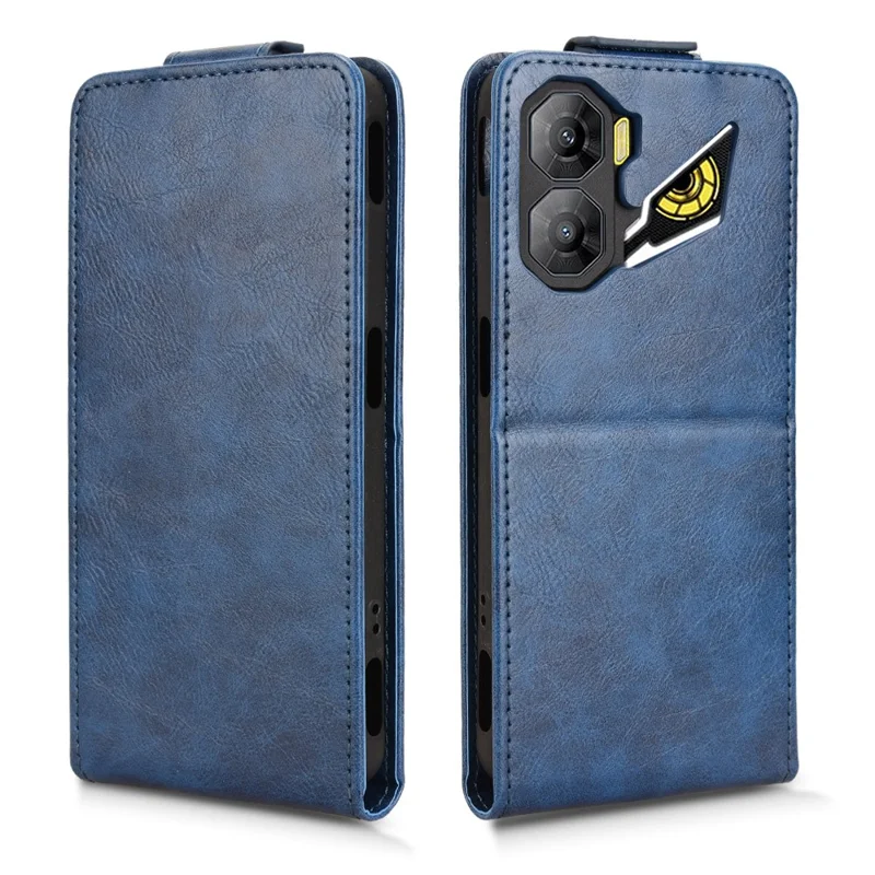 For ZTE nubia Neo 3 5G Stand Case Magnetic Clasp Vertical Flip Leather Phone Cover with Card Holder - Dark Blue