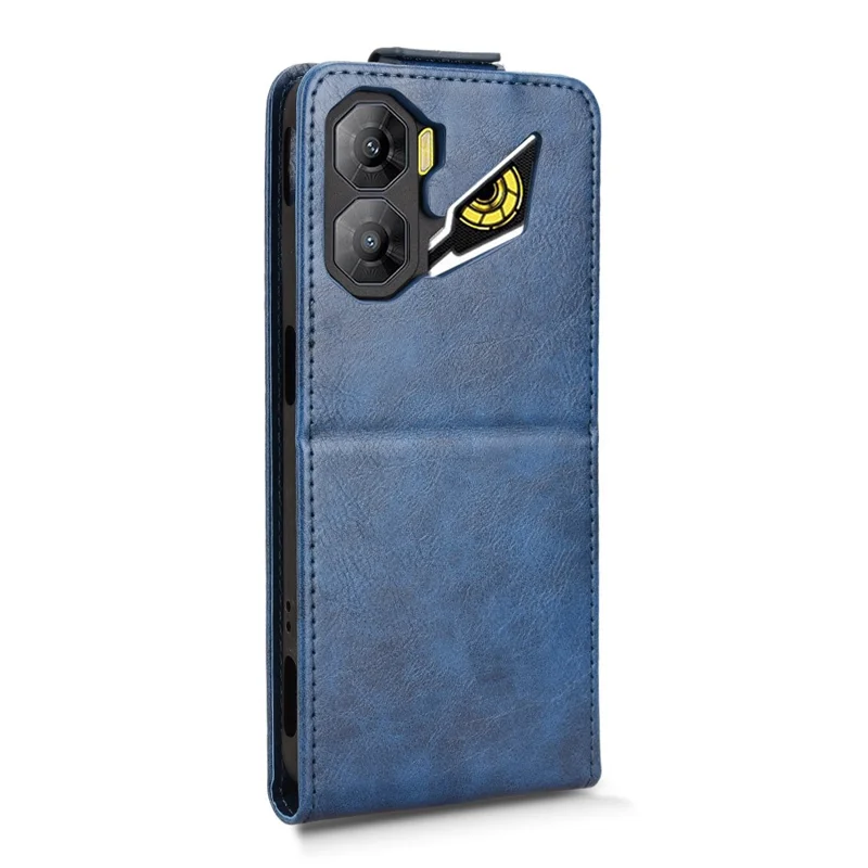 For ZTE nubia Neo 3 5G Stand Case Magnetic Clasp Vertical Flip Leather Phone Cover with Card Holder - Dark Blue