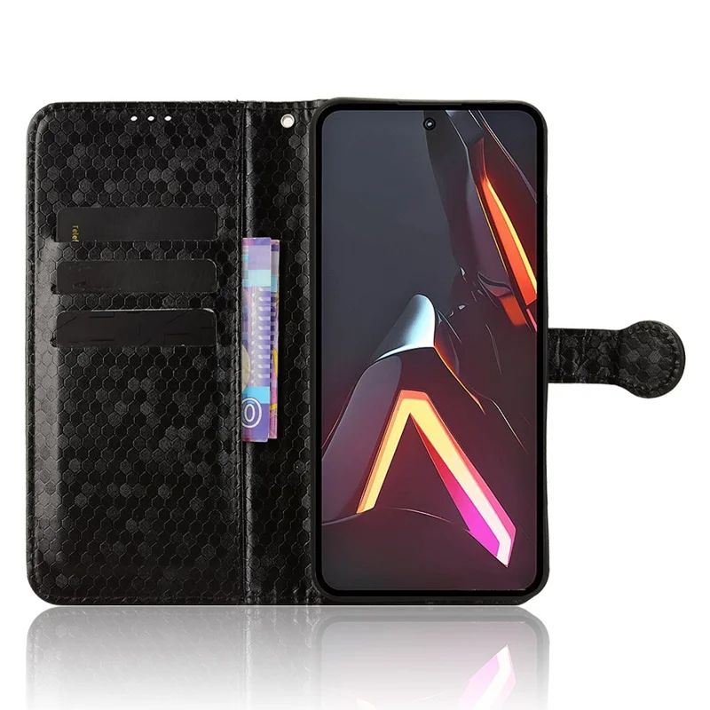 For ZTE nubia Neo 3 GT 5G Wallet Case Dot Pattern Imprint PU Leather Phone Cover with Wrist Strap - Black