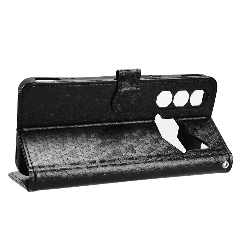 For ZTE nubia Neo 3 GT 5G Wallet Case Dot Pattern Imprint PU Leather Phone Cover with Wrist Strap - Black