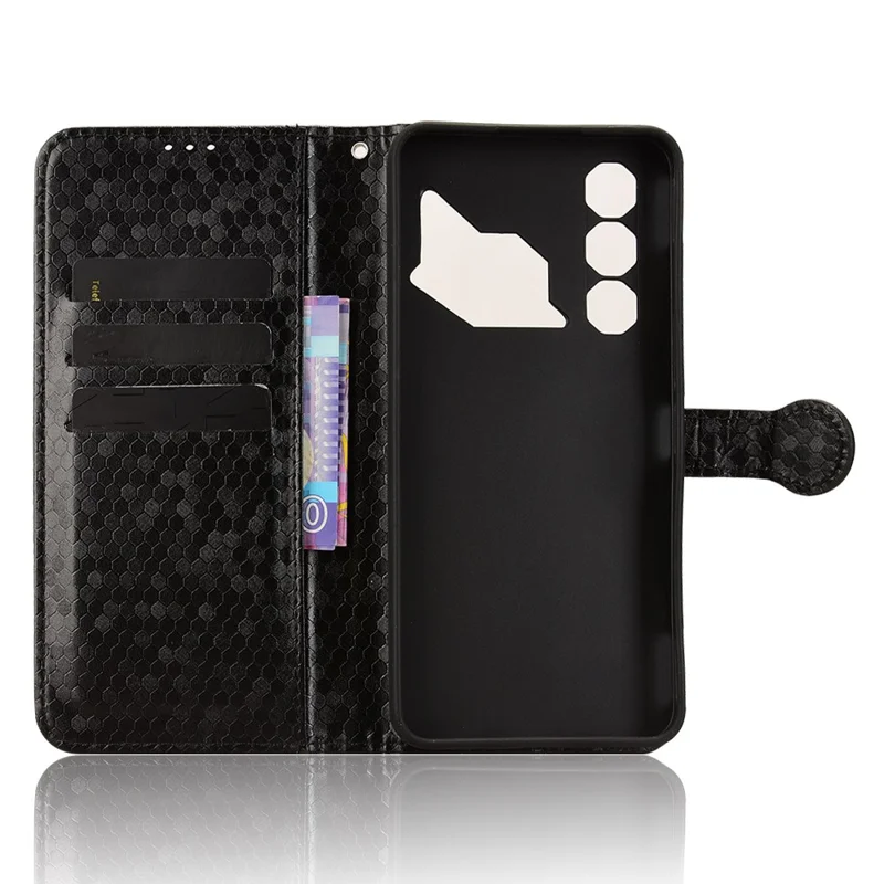 For ZTE nubia Neo 3 GT 5G Wallet Case Dot Pattern Imprint PU Leather Phone Cover with Wrist Strap - Black