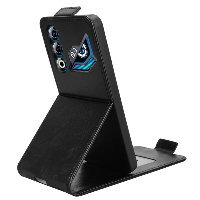 For ZTE nubia Neo 3 GT 5G Stand Case Magnetic Clasp Vertical Flip Leather Phone Cover with Card Holder - Black