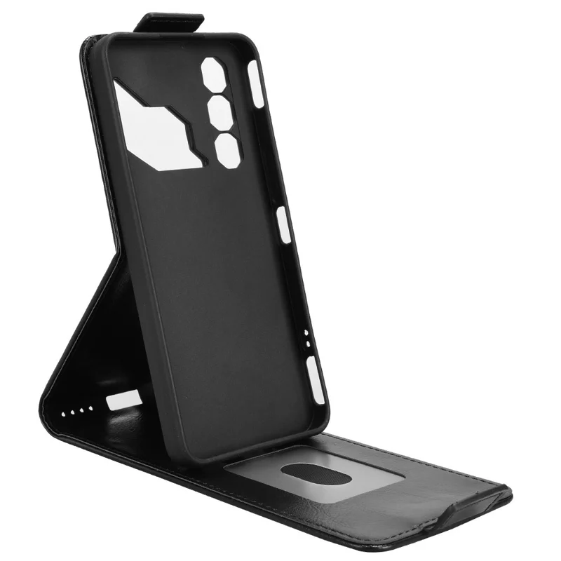 For ZTE nubia Neo 3 GT 5G Stand Case Magnetic Clasp Vertical Flip Leather Phone Cover with Card Holder - Black