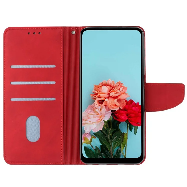 For Samsung Galaxy A14 5G / 4G Wallet Phone Case Magnetic Closure Stand Flip Solid Color PU Leather Protective Phone Cover - Red