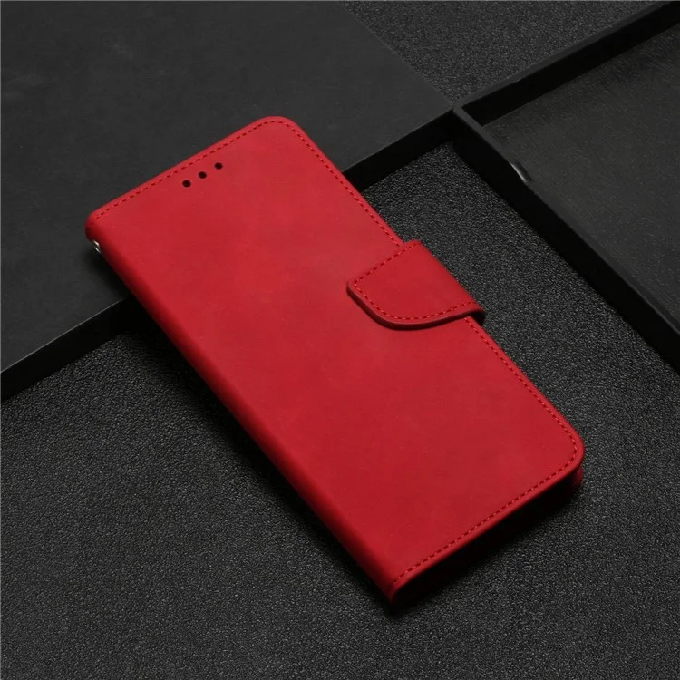 For Samsung Galaxy A14 5G / 4G Wallet Phone Case Magnetic Closure Stand Flip Solid Color PU Leather Protective Phone Cover - Red