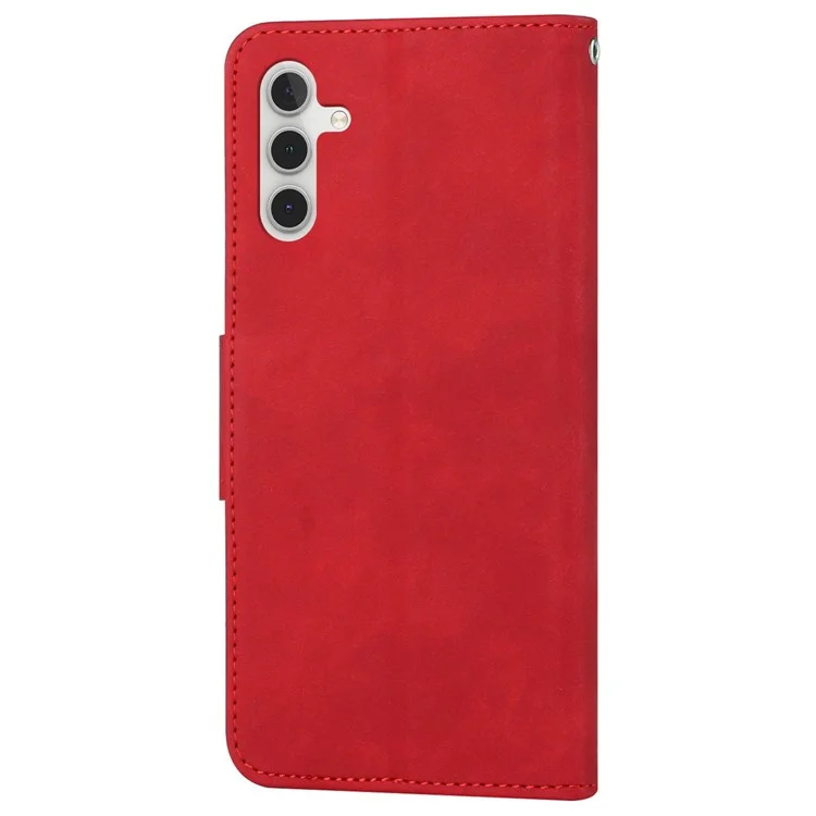 For Samsung Galaxy A14 5G / 4G Wallet Phone Case Magnetic Closure Stand Flip Solid Color PU Leather Protective Phone Cover - Red