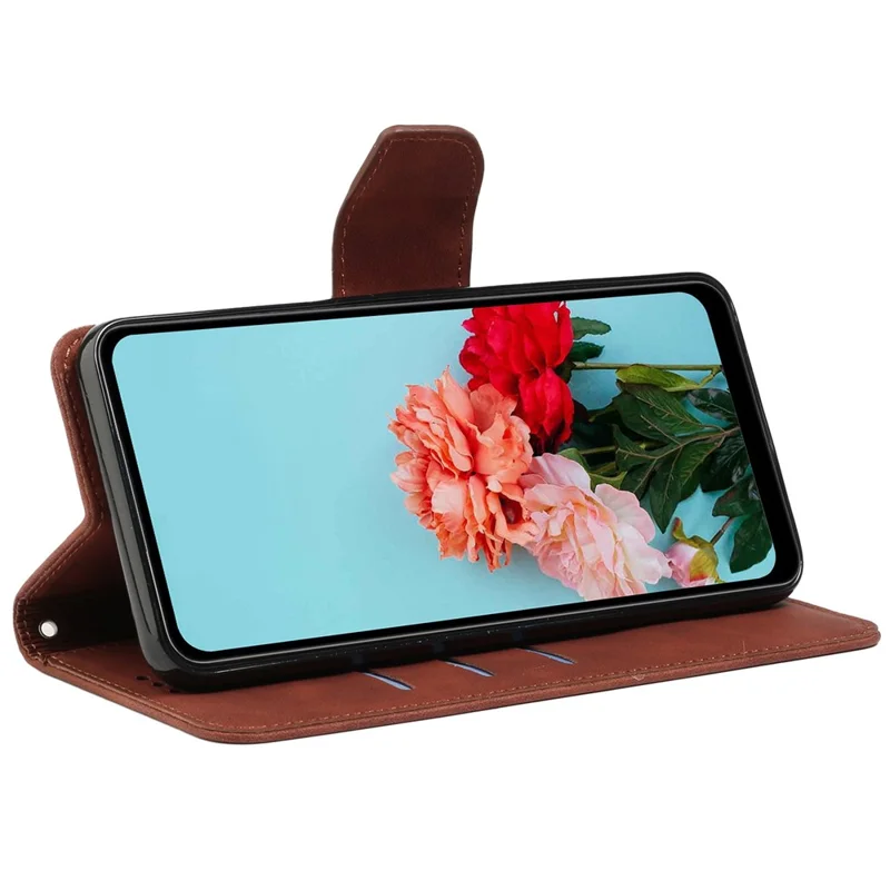 For Samsung Galaxy A14 5G / 4G Wallet Phone Case Magnetic Closure Stand Flip Solid Color PU Leather Protective Phone Cover - Brown