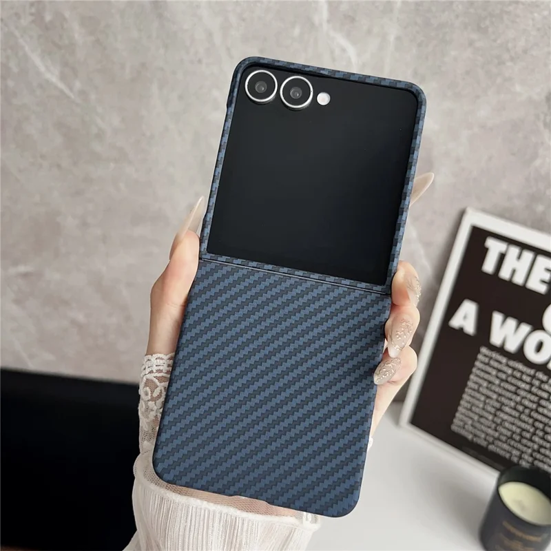 For Samsung Galaxy Z Flip7 5G Magnetic Case Carbon Fiber Texture Slim Shockproof PC Phone Cover - Blue