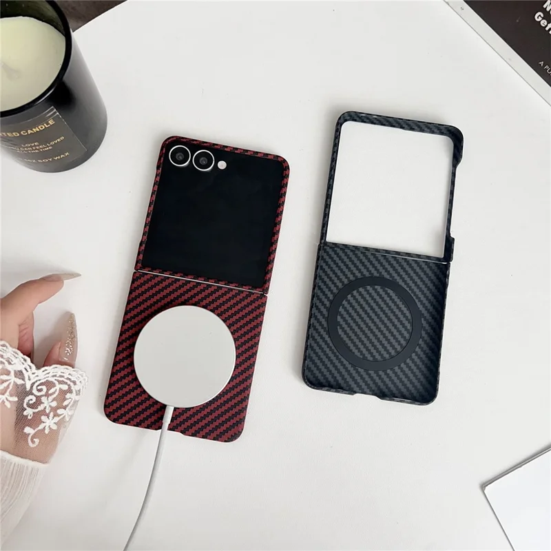 For Samsung Galaxy Z Flip7 5G Magnetic Case Carbon Fiber Texture Slim Shockproof PC Phone Cover - Blue