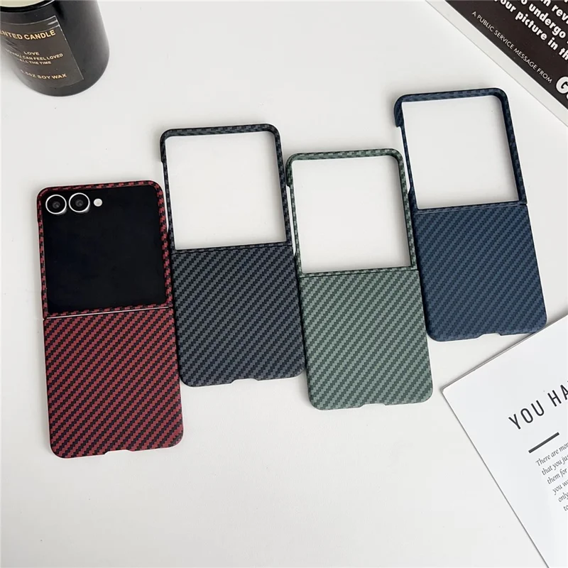 For Samsung Galaxy Z Flip7 5G Magnetic Case Carbon Fiber Texture Slim Shockproof PC Phone Cover - Blue