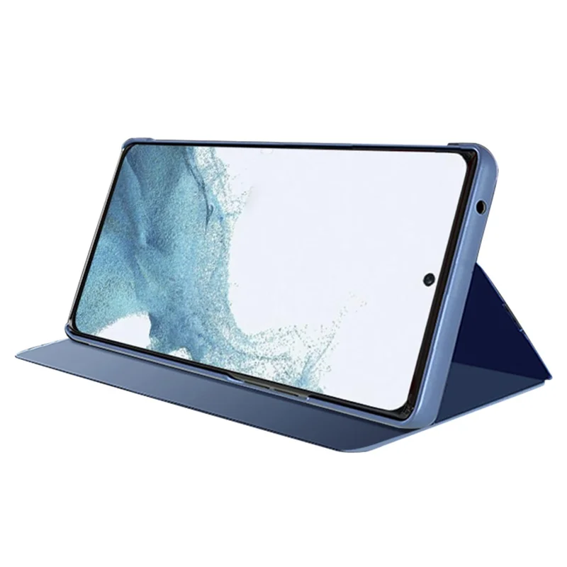 Capa de telefone com janela de visualização e suporte para Samsung Galaxy S25 FE - Azul