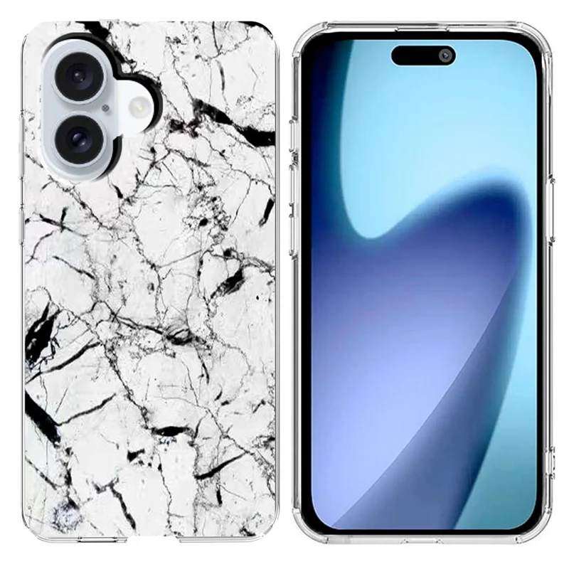 For iPhone 17 Case Marble Pattern Printing Soft TPU Phone Cover - White