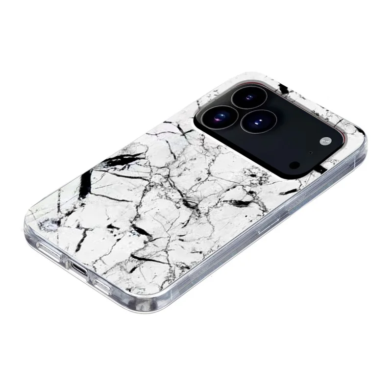 For iPhone 17 Pro Case Marble Pattern Printing Soft TPU Phone Cover - White