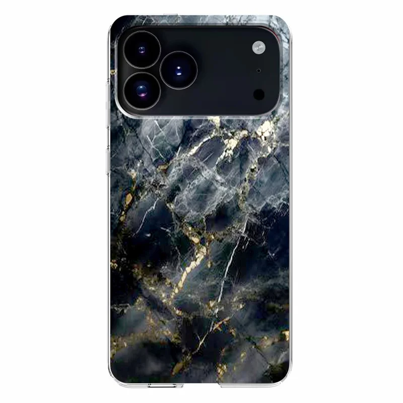 For iPhone 18 Pro Max / 17 Pro Max Case Marble Pattern Printing Soft TPU Phone Cover - Black