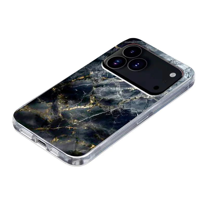 For iPhone 18 Pro Max / 17 Pro Max Case Marble Pattern Printing Soft TPU Phone Cover - Black