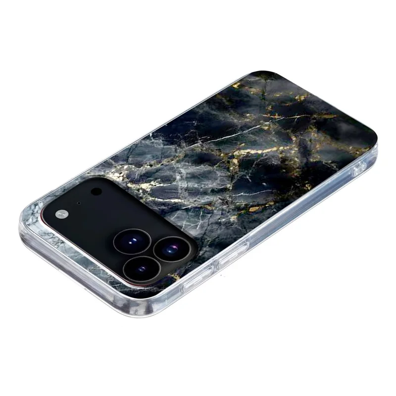 For iPhone 18 Pro Max / 17 Pro Max Case Marble Pattern Printing Soft TPU Phone Cover - Black