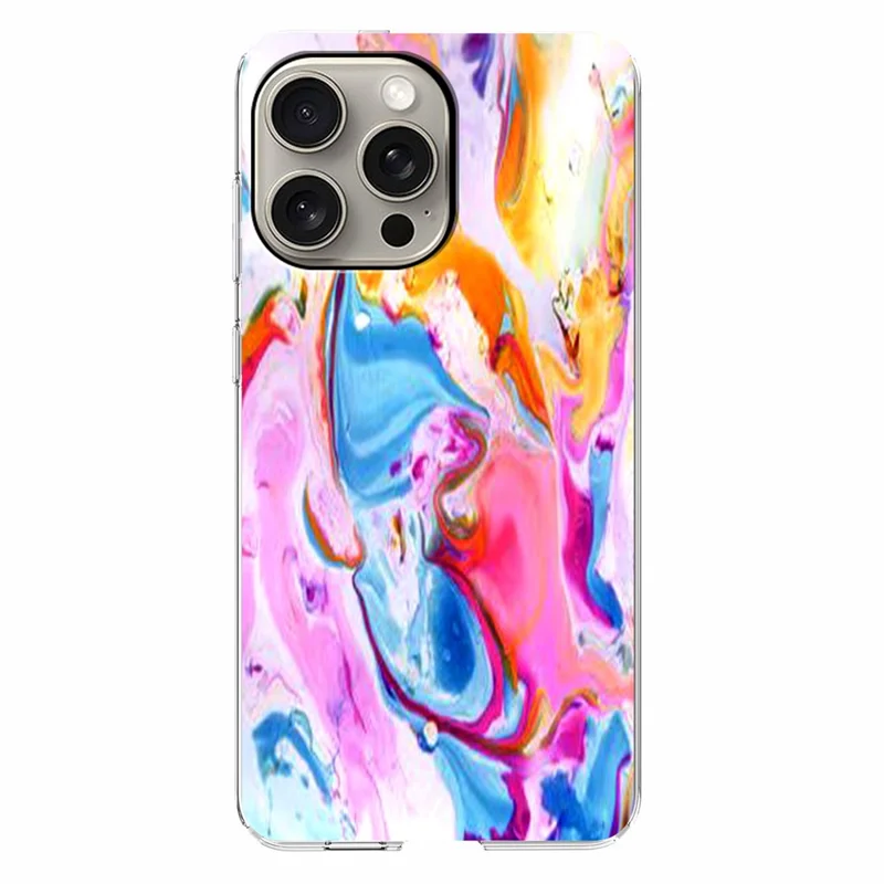 For iPhone 15 Pro Max Case Marble Pattern Printing Soft TPU Phone Cover - Colorful
