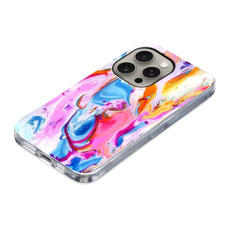For iPhone 15 Pro Max Case Marble Pattern Printing Soft TPU Phone Cover - Colorful