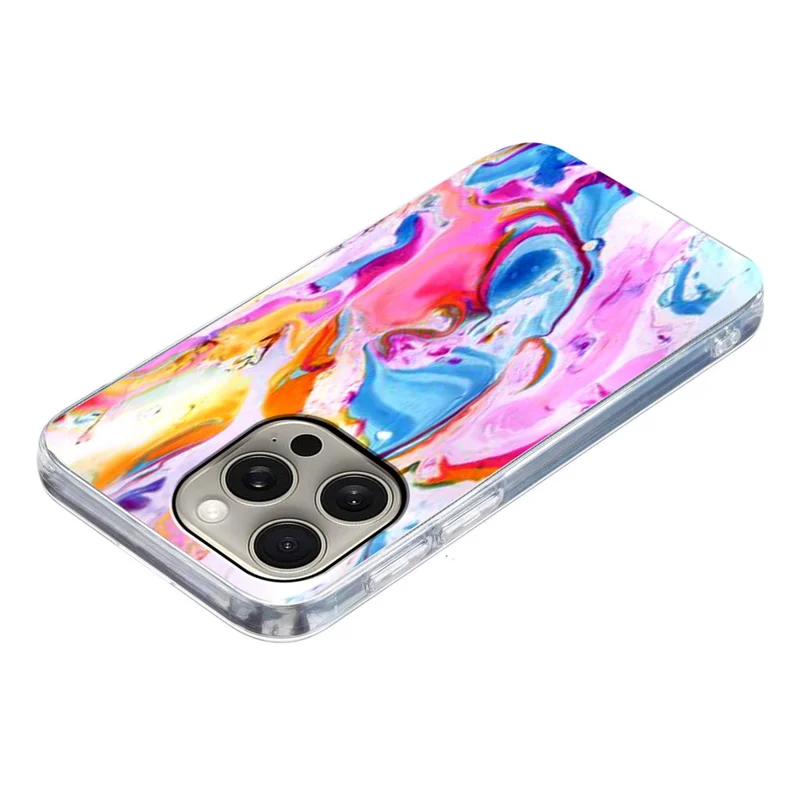 For iPhone 15 Pro Max Case Marble Pattern Printing Soft TPU Phone Cover - Colorful