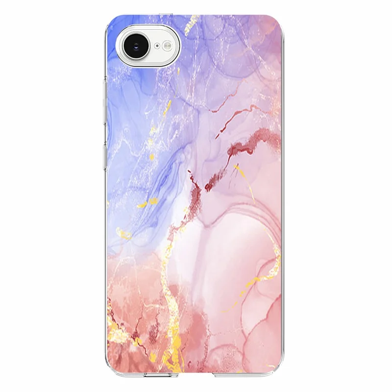 For iPhone SE (2022) / (2020) / 8 / 7 Case Marble Pattern Printing Soft TPU Phone Cover - Pink