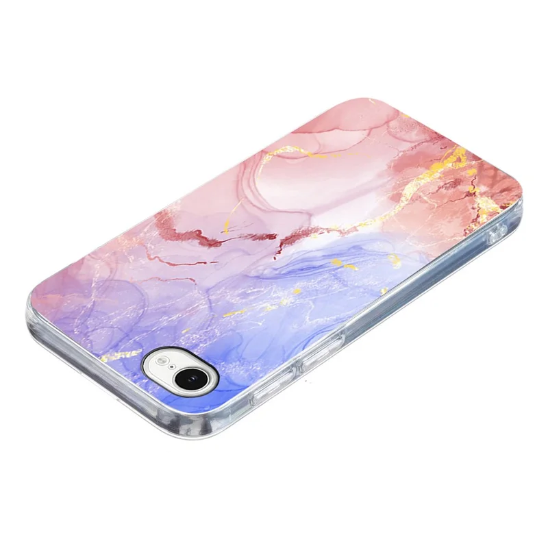 For iPhone SE (2022) / (2020) / 8 / 7 Case Marble Pattern Printing Soft TPU Phone Cover - Pink