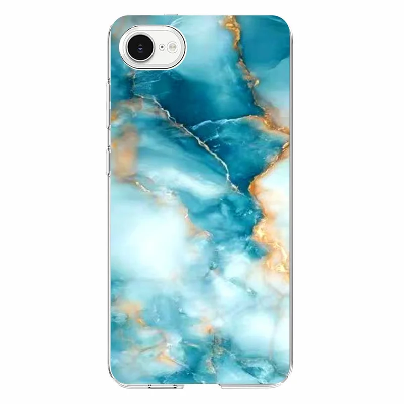 For iPhone SE (2022) / (2020) / 8 / 7 Case Marble Pattern Printing Soft TPU Phone Cover - Blue