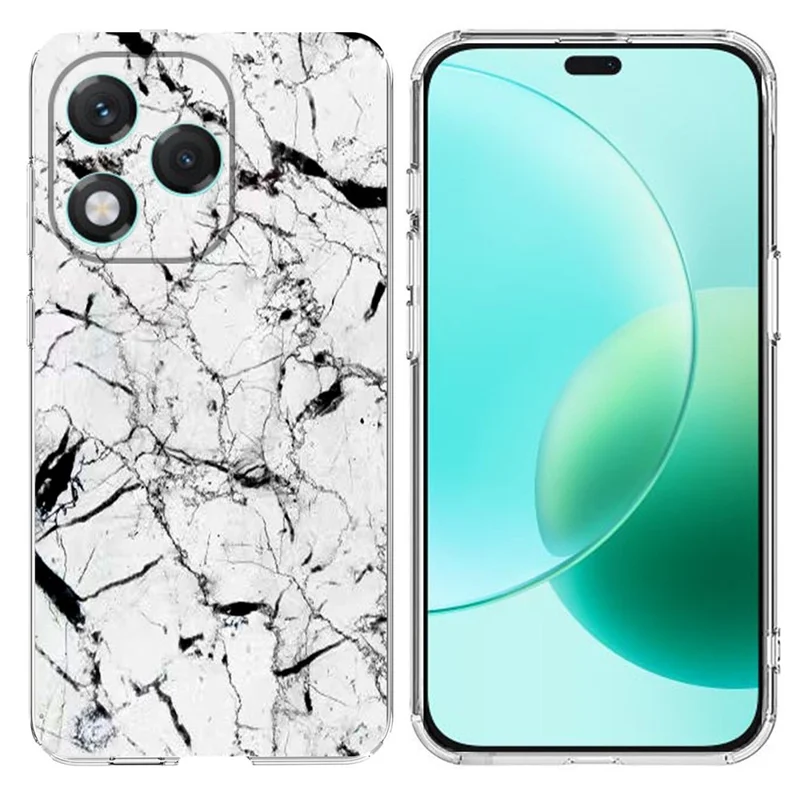 For Honor 400 Lite 5G Case Marble Pattern Printing Soft TPU Phone Cover - White