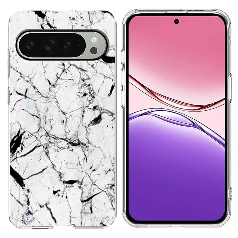 For Google Pixel 9 / 9 Pro / 10 Pro Case Marble Pattern Printing Soft TPU Phone Cover - White
