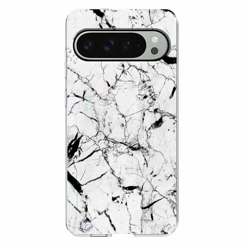For Google Pixel 9 / 9 Pro / 10 Pro Case Marble Pattern Printing Soft TPU Phone Cover - White
