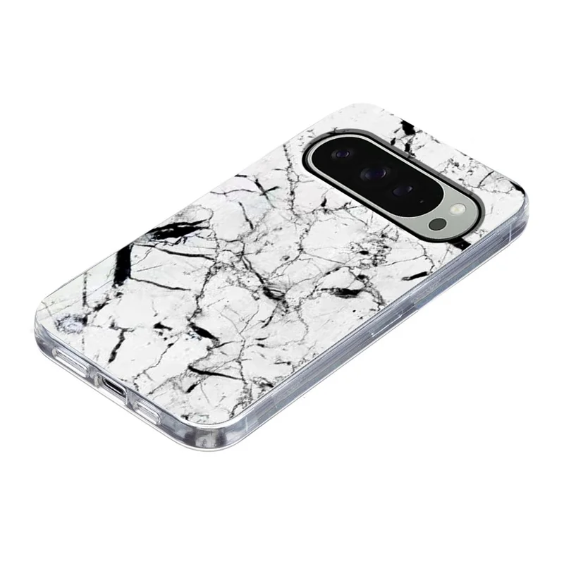 For Google Pixel 9 Pro XL / 10 Pro XL Case Marble Pattern Printing Soft TPU Phone Cover - White