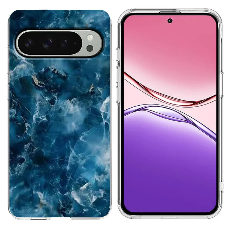 For Google Pixel 9 Pro XL / 10 Pro XL Case Marble Pattern Printing Soft TPU Phone Cover - Grey