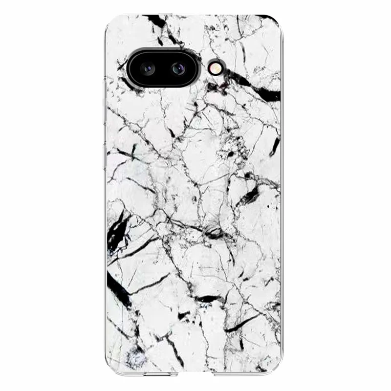 For Google Pixel 9a Case Marble Pattern Printing Soft TPU Phone Cover - White