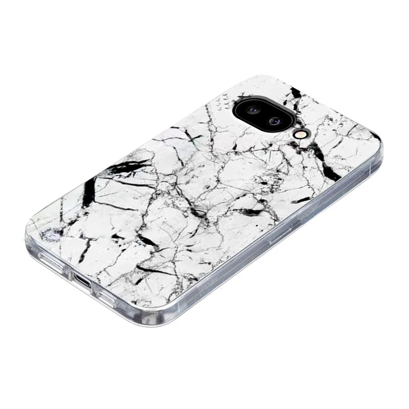 For Google Pixel 9a Case Marble Pattern Printing Soft TPU Phone Cover - White
