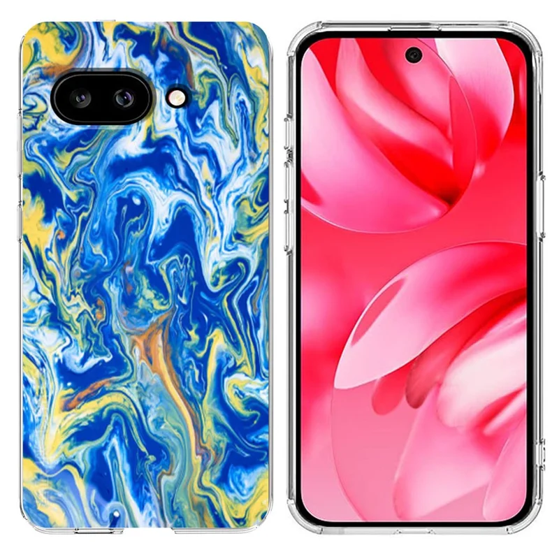For Google Pixel 9a Case Marble Pattern Printing Soft TPU Phone Cover - Sky Blue