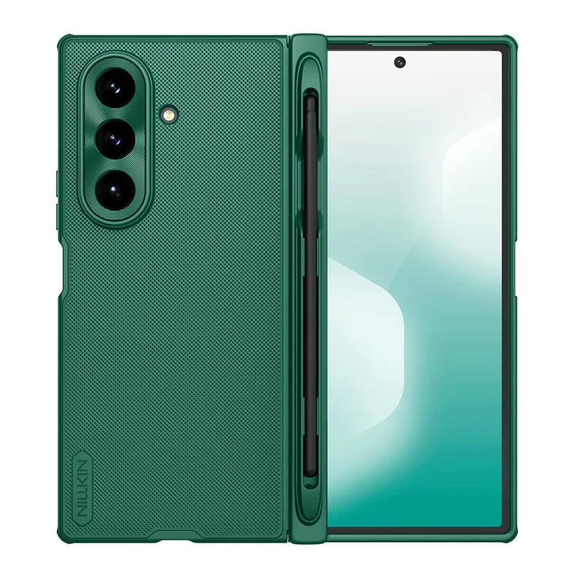 NILLKIN Super Frosted Shield Fold for Samsung Galaxy Z Fold7 5G Case Compatible with MagSafe PC Matte Phone Cover with Stylus Pen - Green