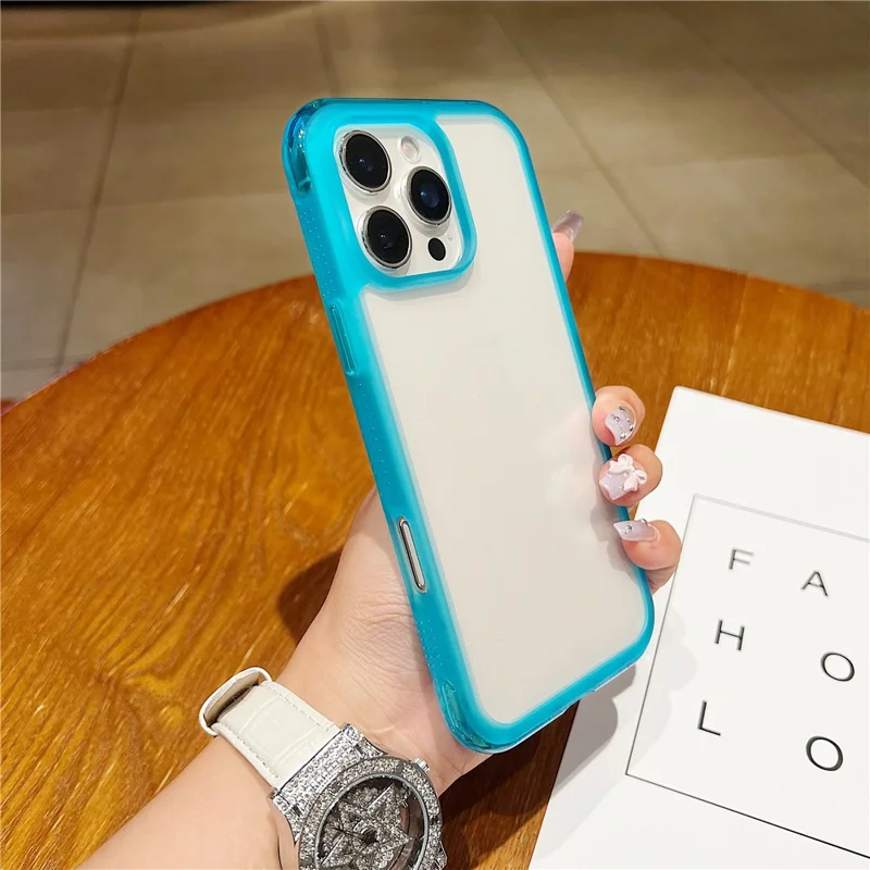 For iPhone 16 Pro Max Case Shockproof TPU + PC Phone Back Cover - Blue