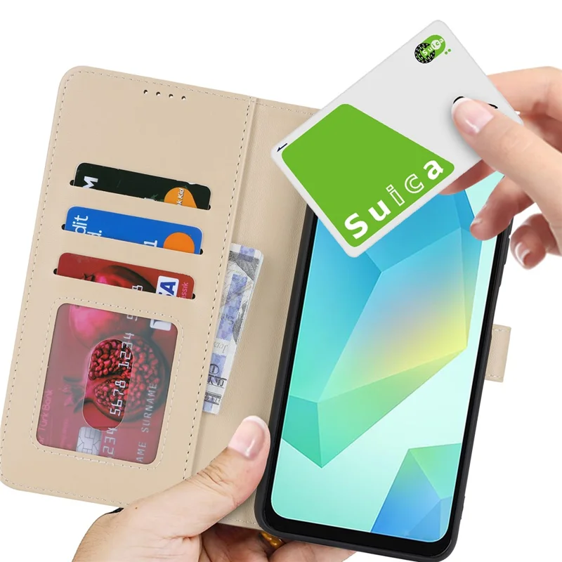 For Samsung Galaxy A16 5G / A16 4G Stand Case Shockproof Leather Wallet Phone Cover - Beige